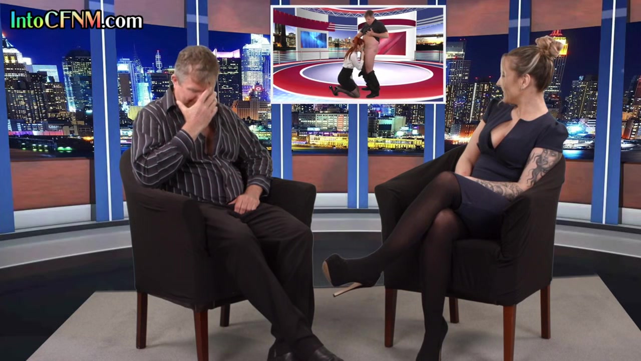 CFNM British amateur babe gives good BJ in live tv show