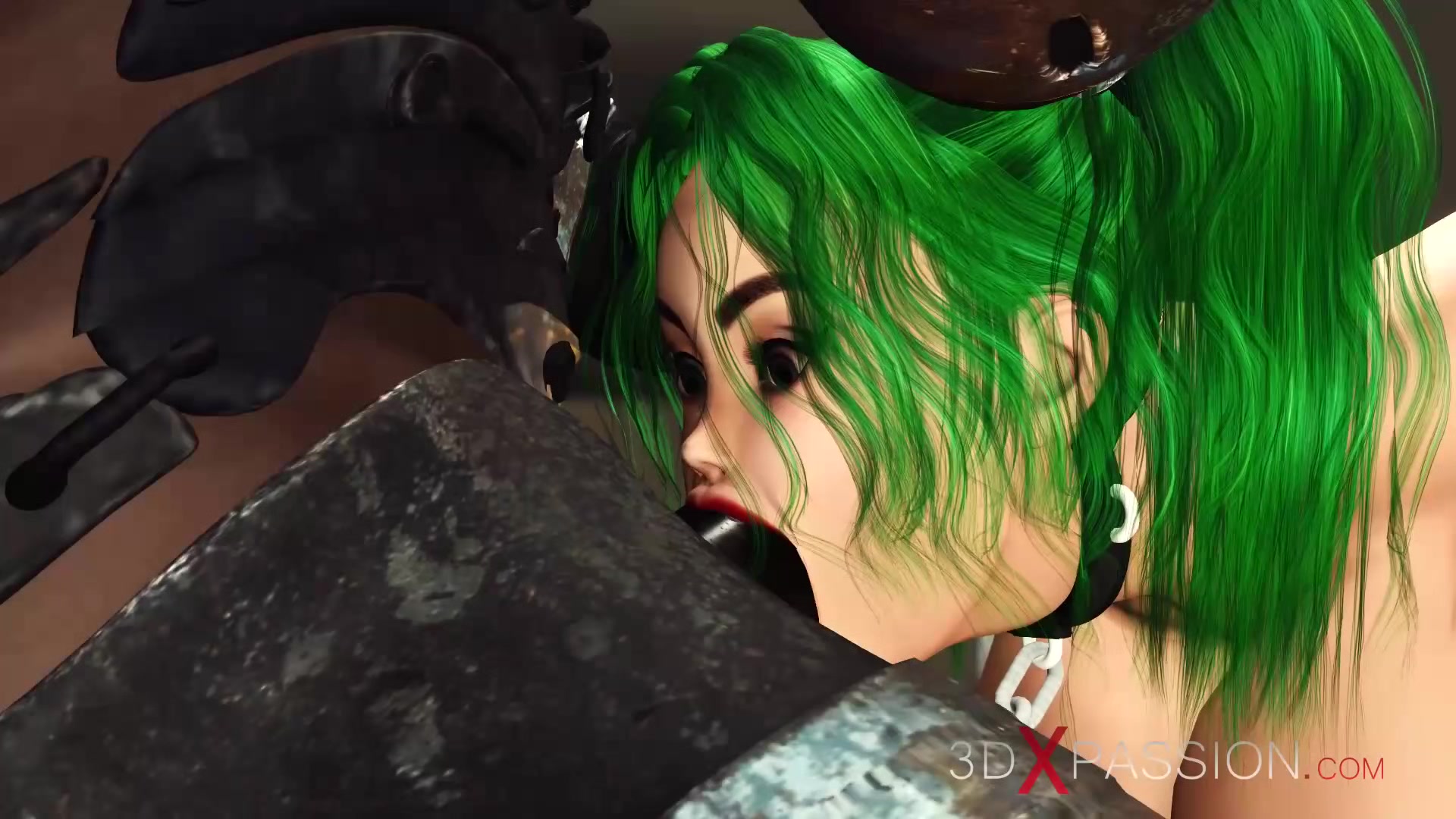Sci-fi soldier fucks hard a hot woman with huge boobs in the lab