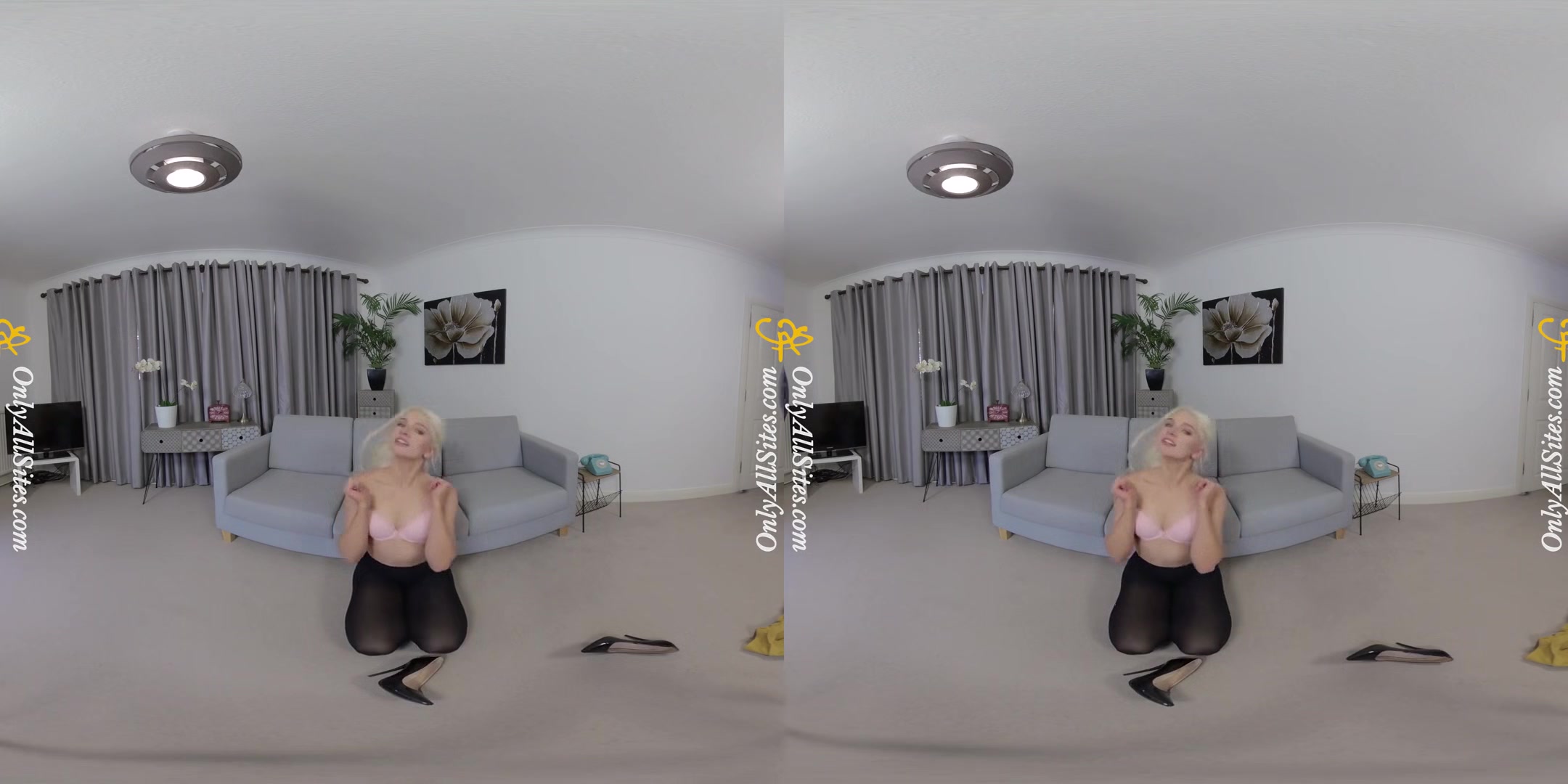 Lydia Jane - Home From Work Striptease - Blonde Striptease Pantyhose