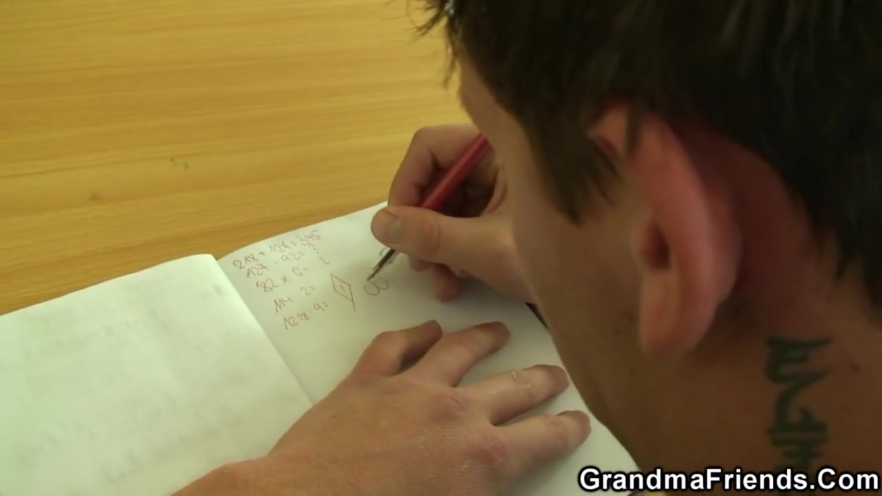 Two Buddies Fuck Blonde Granny Teacher From Both Ends
