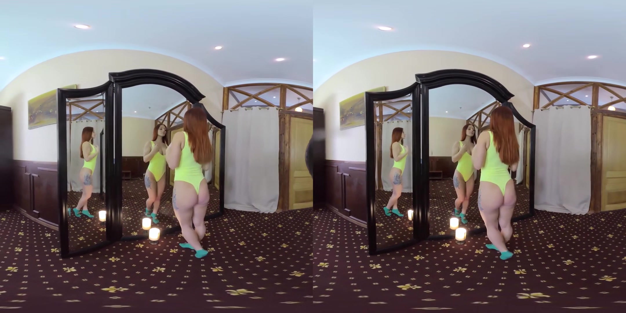 Leila And Mia Sanders In Lesbogames Near The Mirror - Redhead Teen Lesbians Eat Pussy
