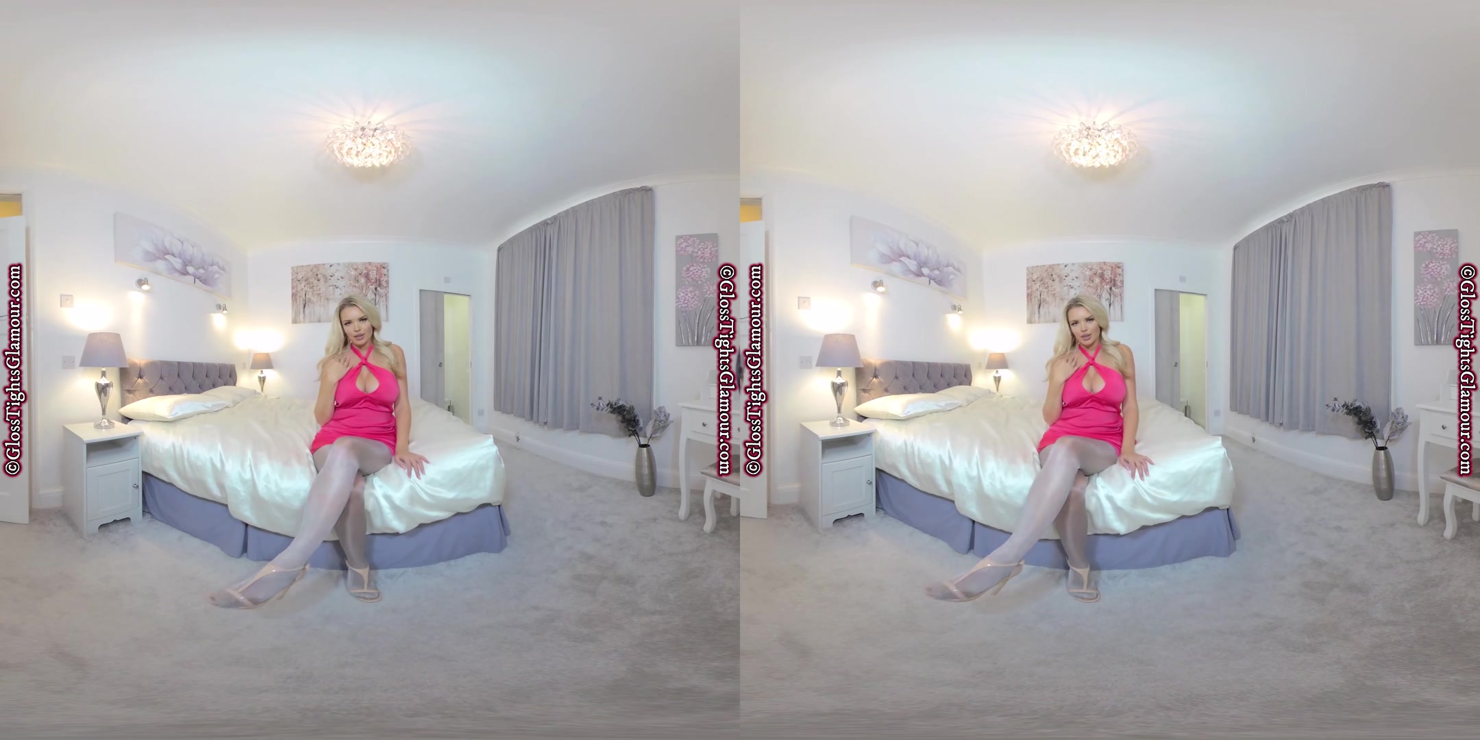 Sensuous Silver Tights - GlossTightsGlamourVR