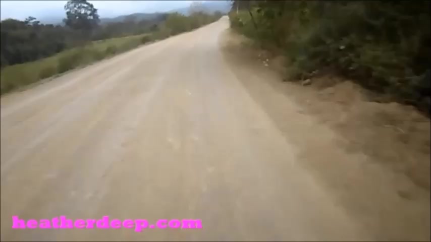 Heather Deep 4 wheeling on scary fast quad and ###ing next to horses in the jungle3