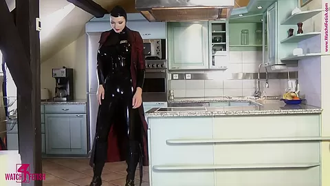 Kitchen Strip In Latex - Watch4Fetish