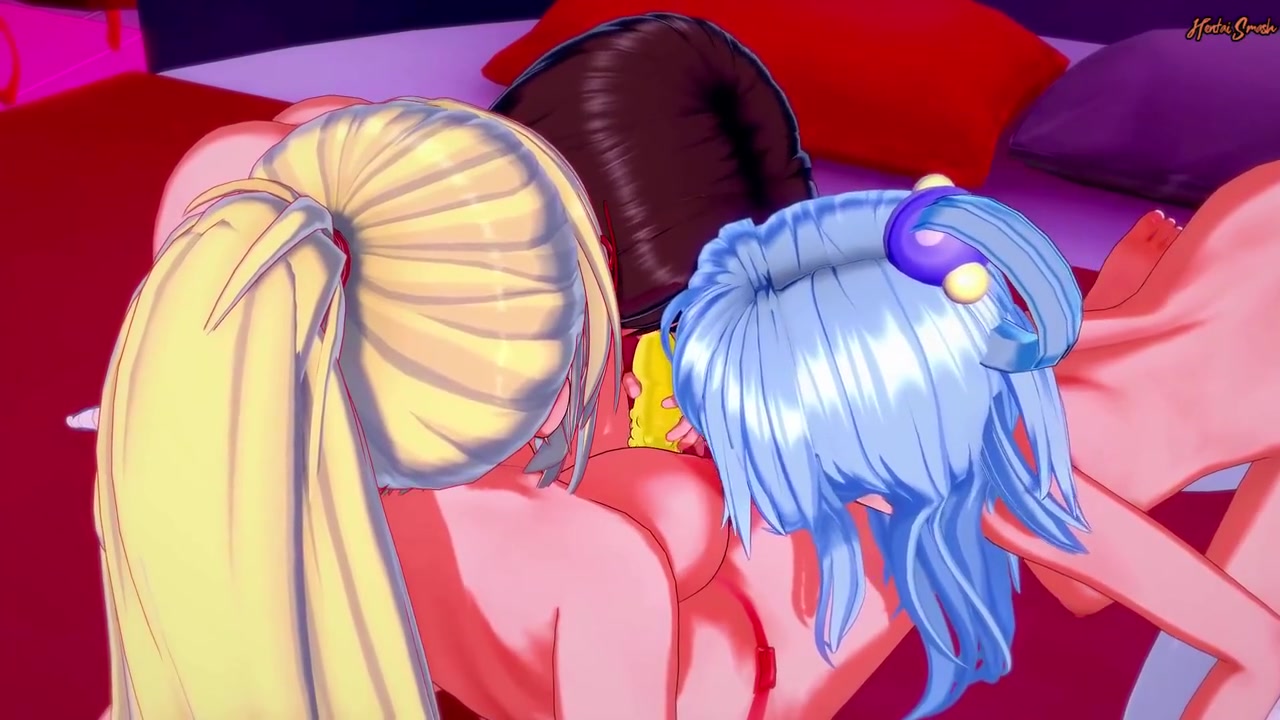 Megumin, Aqua, And Darkness In A Lesbian Threesome - Konosuba Hentai