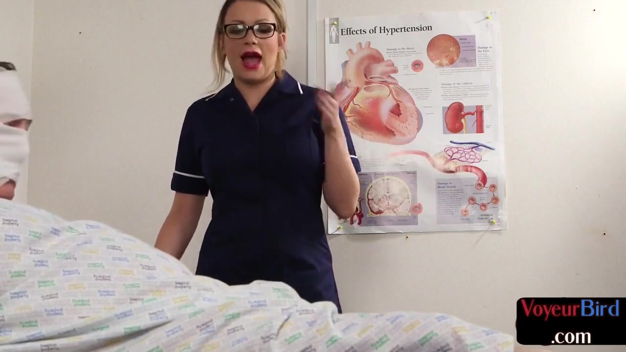 British Nurse Watches Her Weak Patient Wank In Bed
