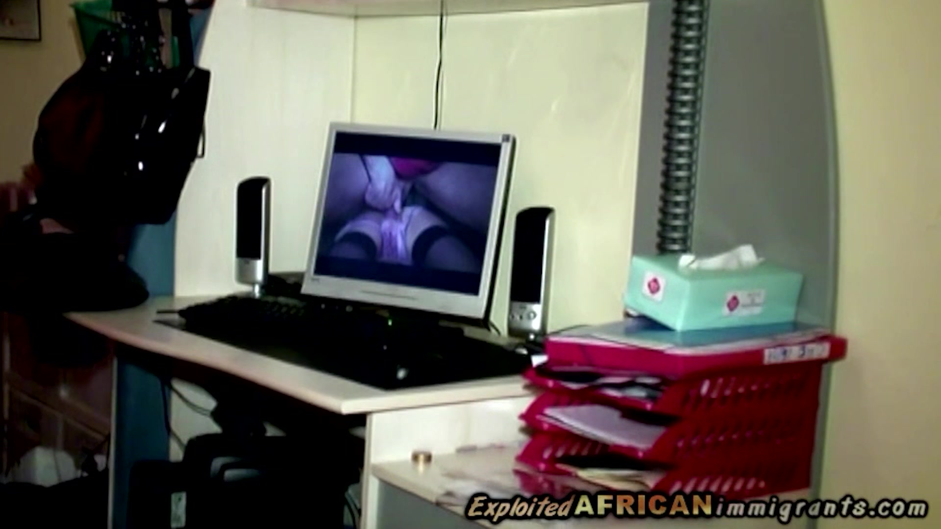 Black Ebony Slut In Lingerie Gets Horny Watching Porn