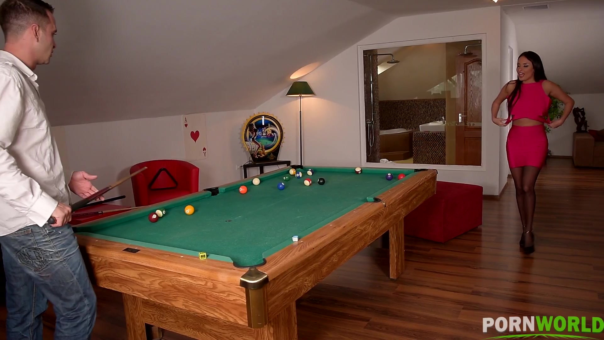 Pot That Rod: Fucking Feet And Pussy On Billiard Table! - PornWorld