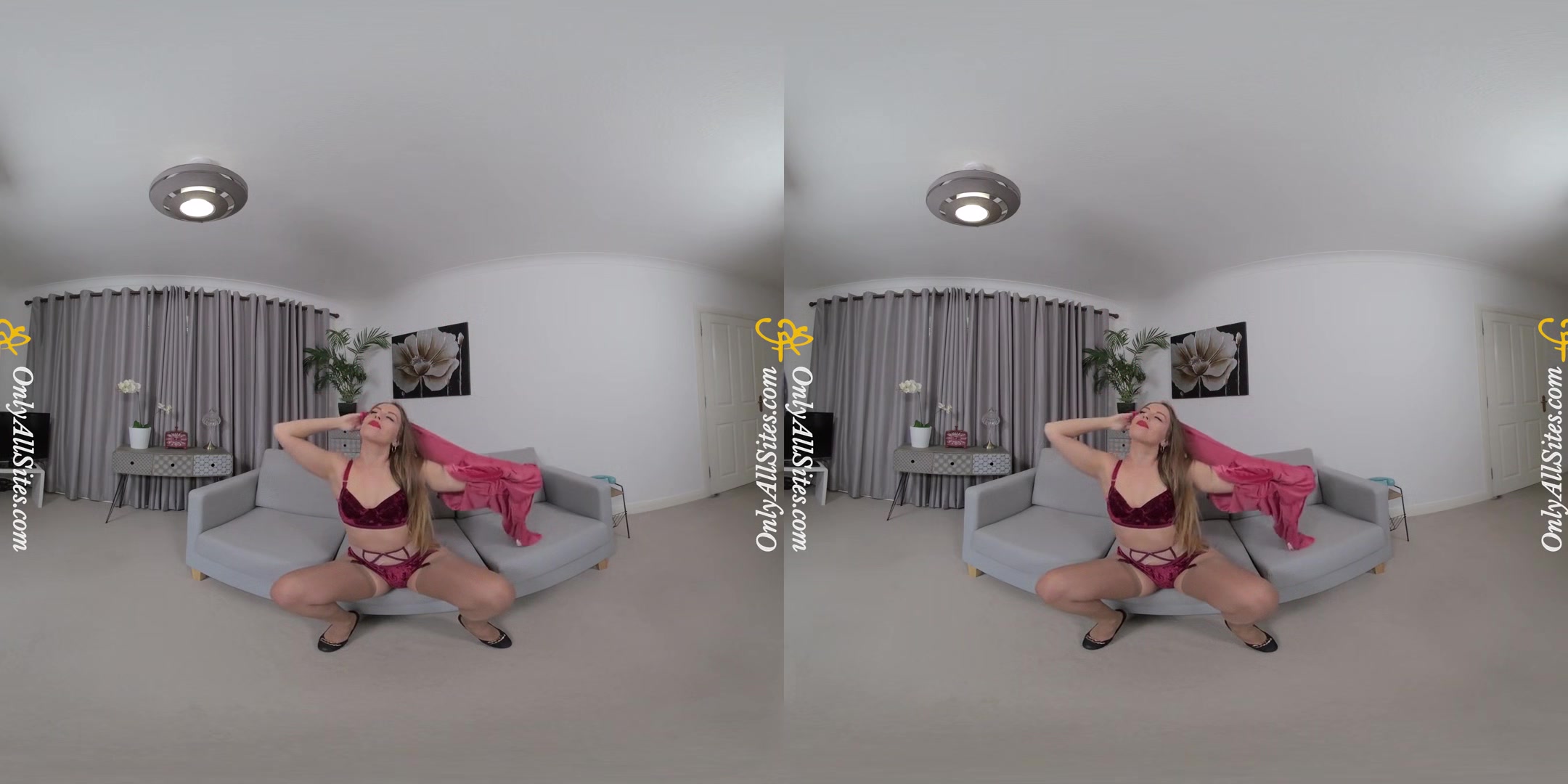 Monika Lara Smith - Strawberry Blonde Teases and Strips - Nylons Panties Striptease Solo Model