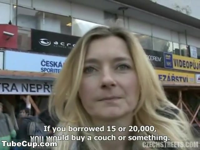 Blonde Czech MILF Jitka slobbers on a big pecker