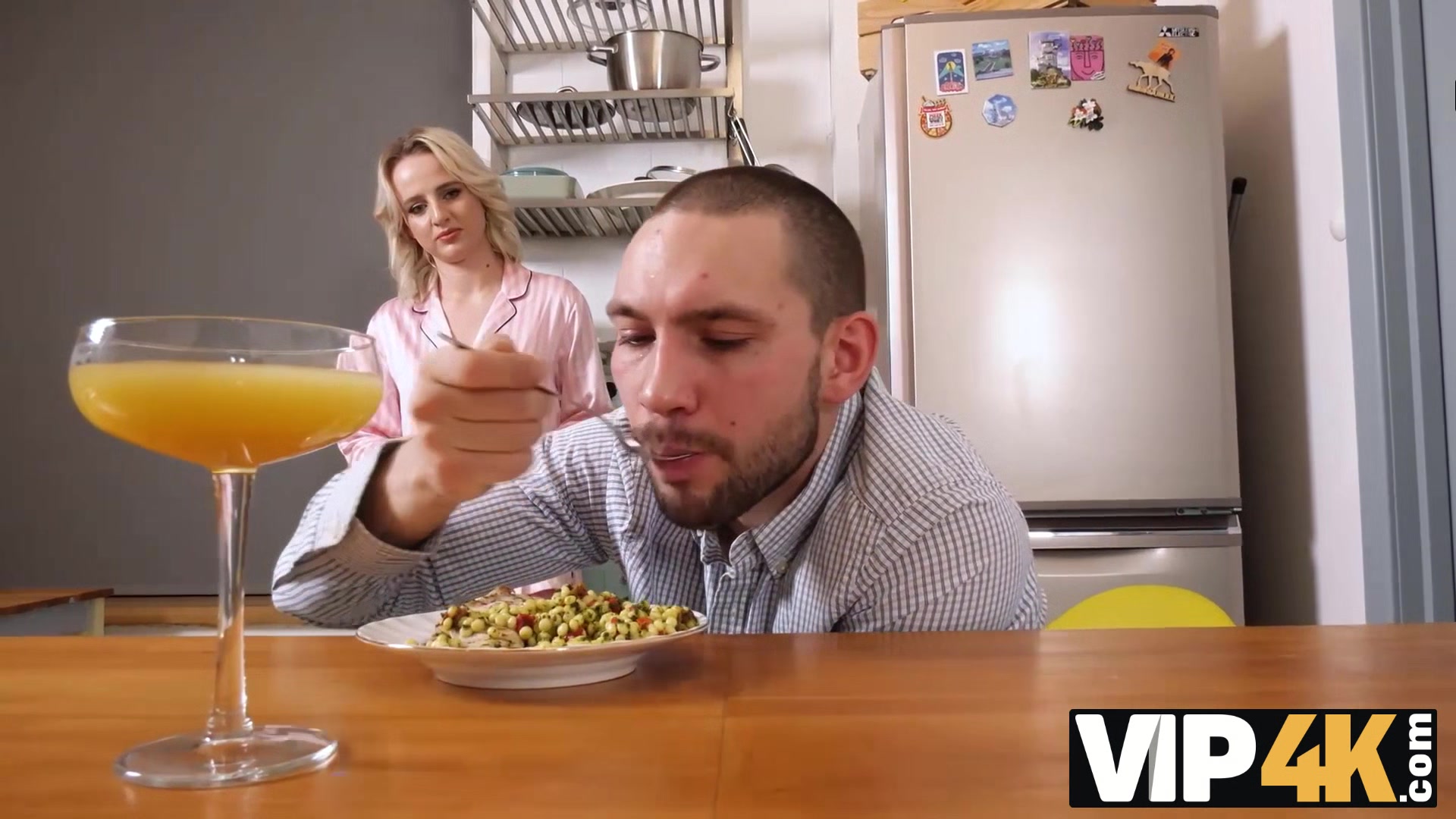 VIP4K. Old friends: tattooed babe and lucky dude decided to fuck in her room