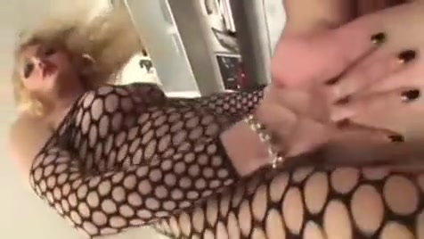 lusty blonde In Bodystocking plowls A man