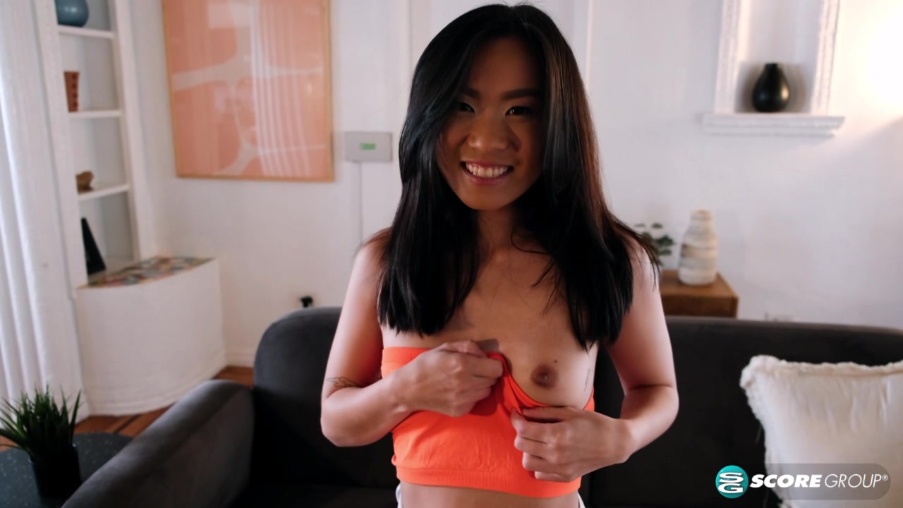 Asian cocktease Kimmy gives you a peek at her tiny tits and hairless pussy in a great masturbation scene.