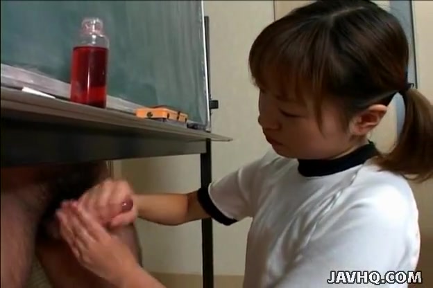 Japanese cutie Itsuki Wakana wanks a hard dick uncensored