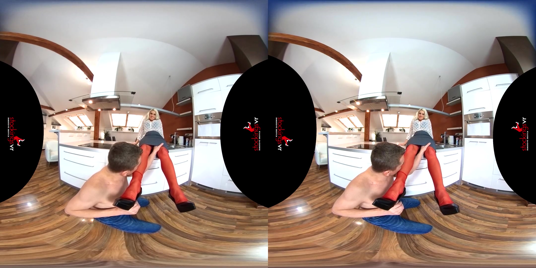 Blanche Bradburry in Milf In Red Stockings - StockingsVR