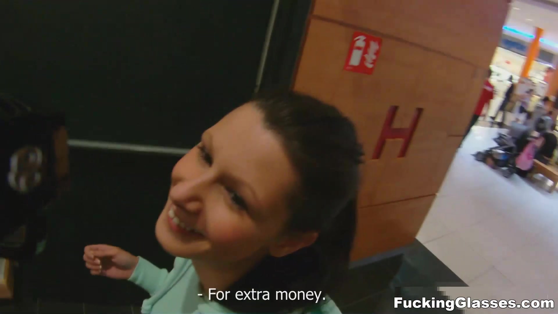 Fucking Glasses - Mazy teen 18+ - Public restroom orgasm