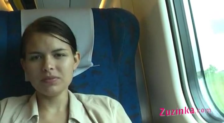 Zuzinka shows pussy in a crowded train