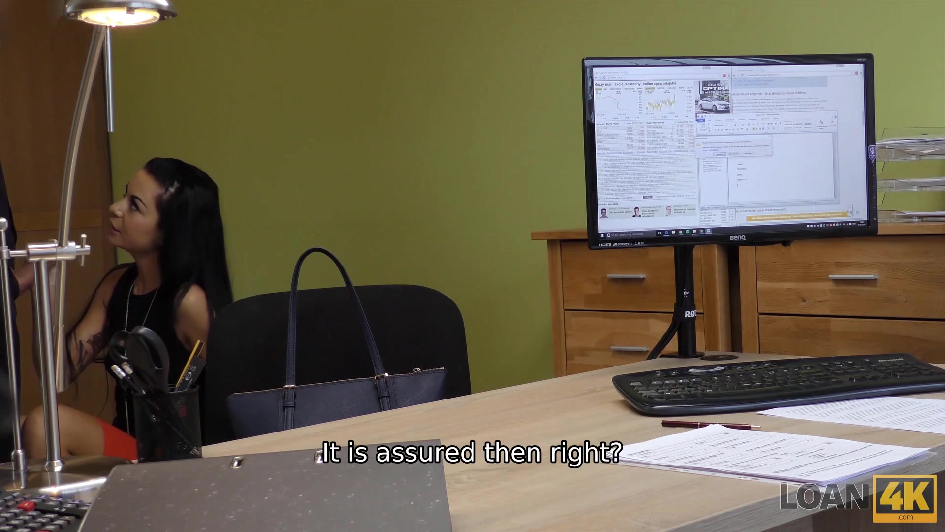 LOAN4K. Lender provides carnal pleasure to sensual woman in his office