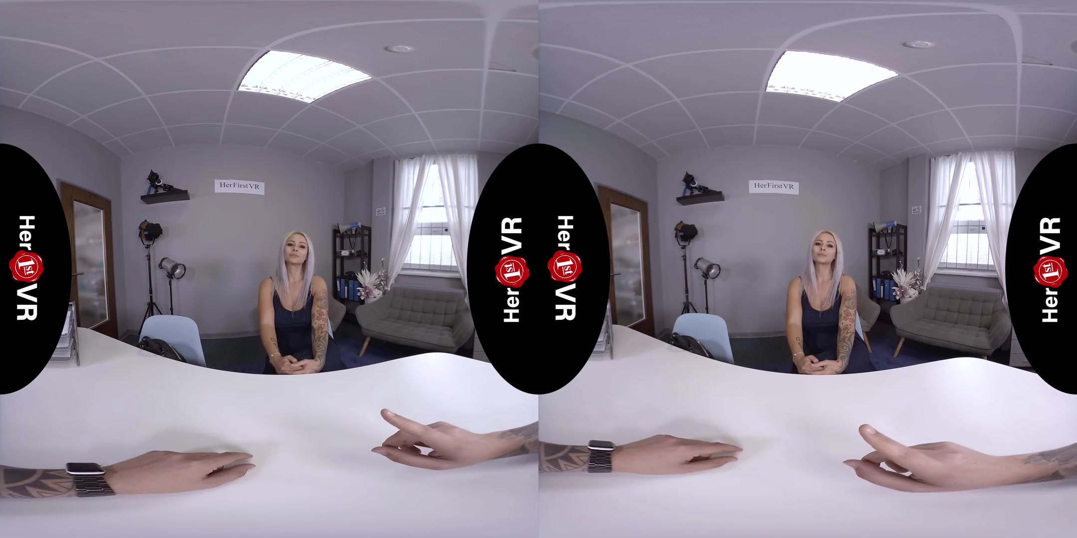 Domino - VR Casting; Huge Tits Blonde Amateur with Tattoos