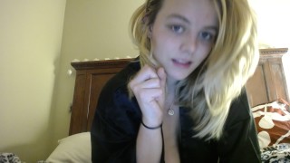 sexy blonde satin robe joi