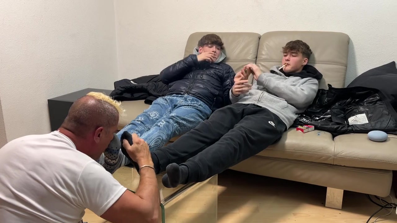 Sniffing feet and socks masters