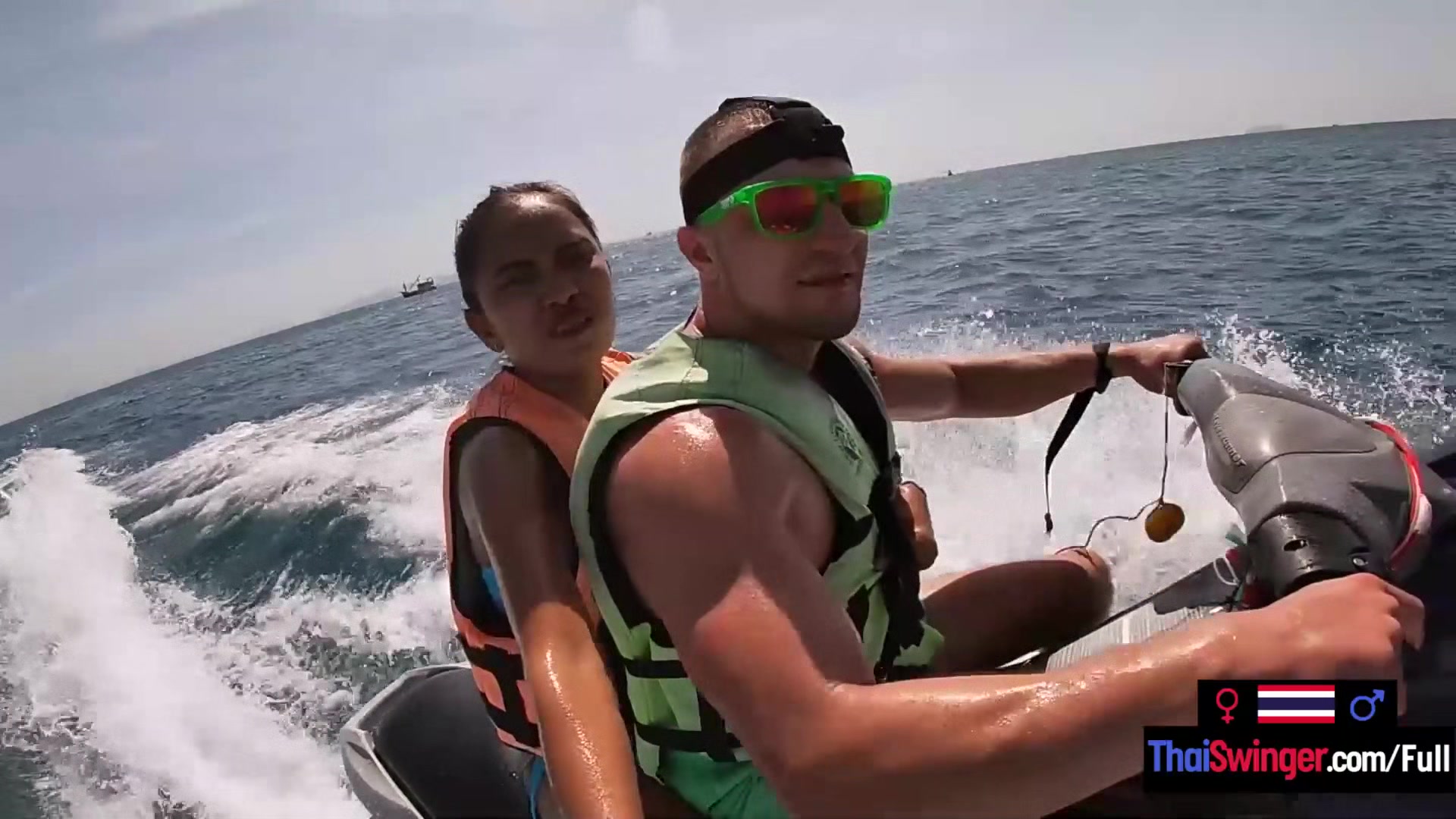Jetski blowjob in public with his real Asian teen 18+ girlfriend