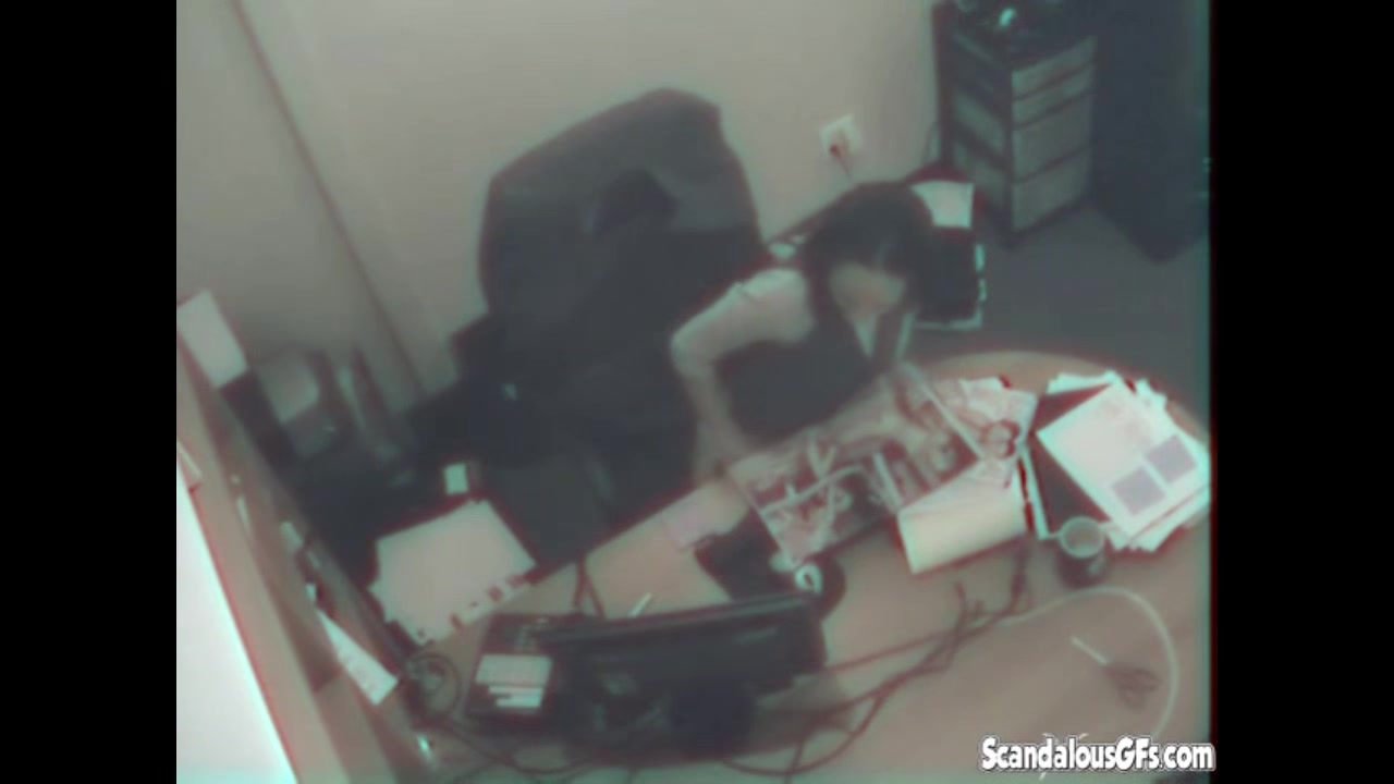 Office Rubbing and Fingering Pussy while on work