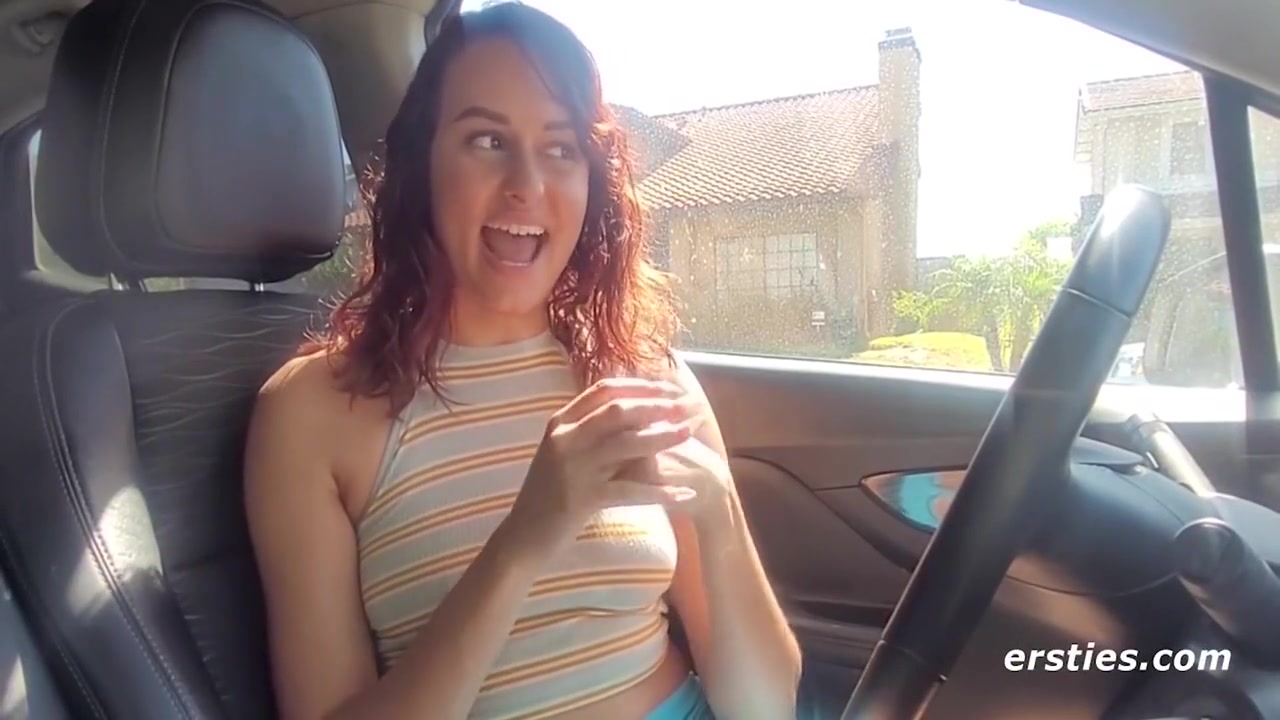 Serina Gets Off In Her Car On A Public Street