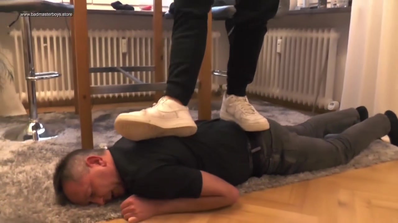 Master teen boy sneaker licking