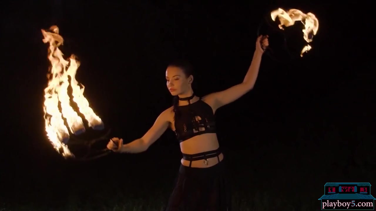 Czech Milf Beauty Elilith Noir Playing With Fire In The Nude For