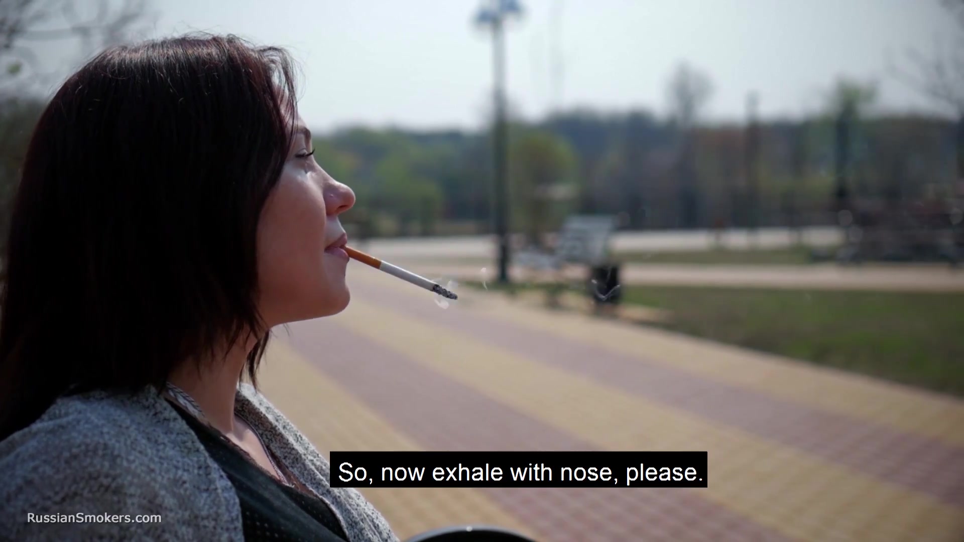 Step mother Of 3 Step sons Is Answering My Questions While Smoking 120mm Saratoga Cigarette