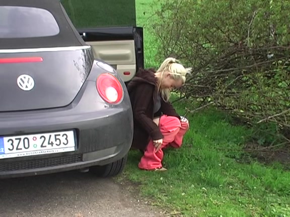 Hot dilettante girlfriend acquires jizz flow on back in the car
