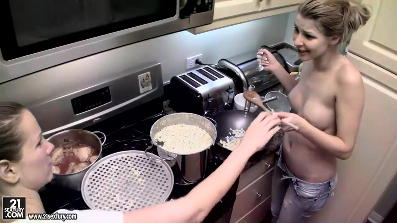 Cindy Hope and Sandy are cooking in the kitchen