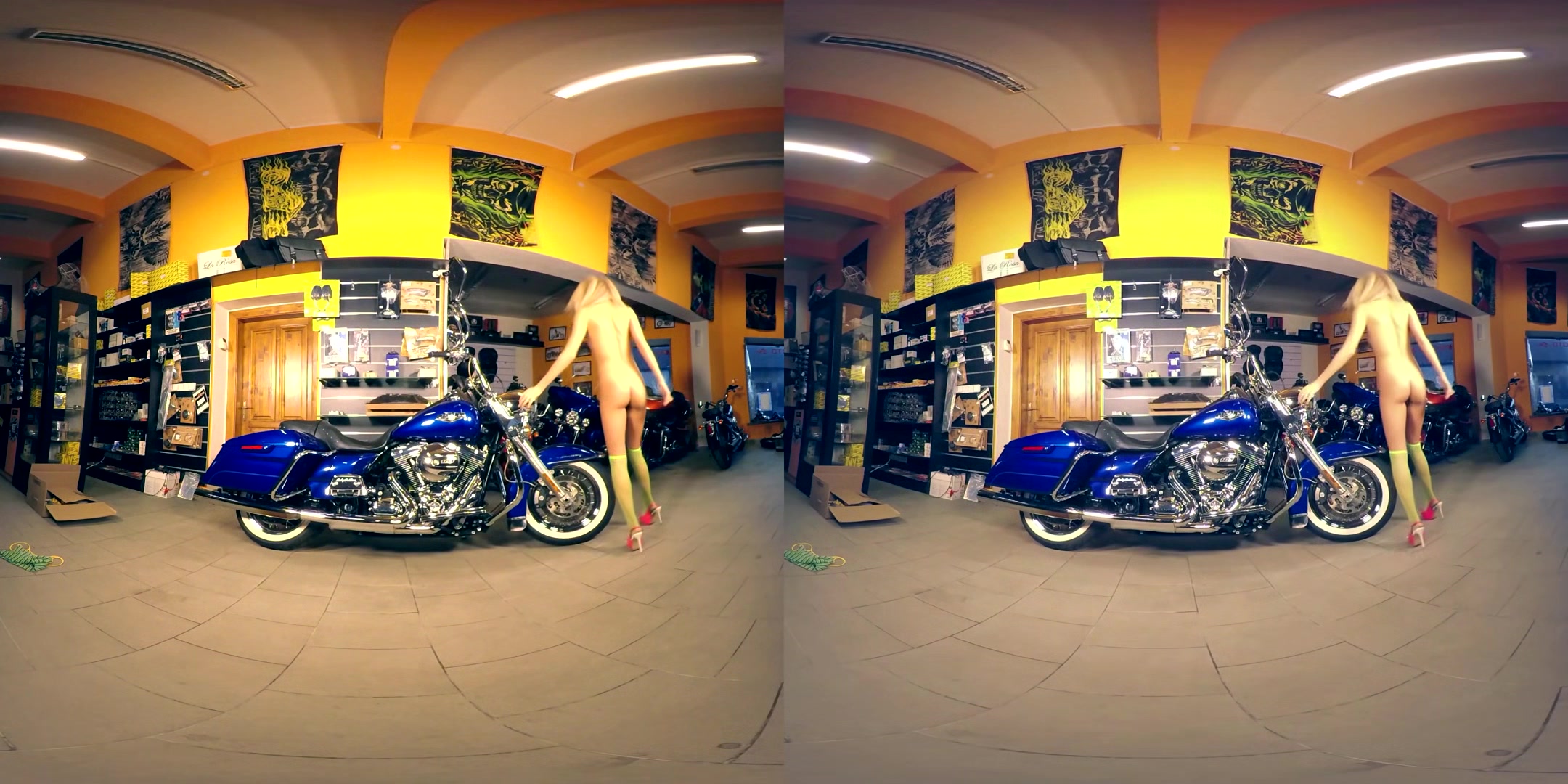 208 - Kate - Blonde Nude Posing With Motorcycle