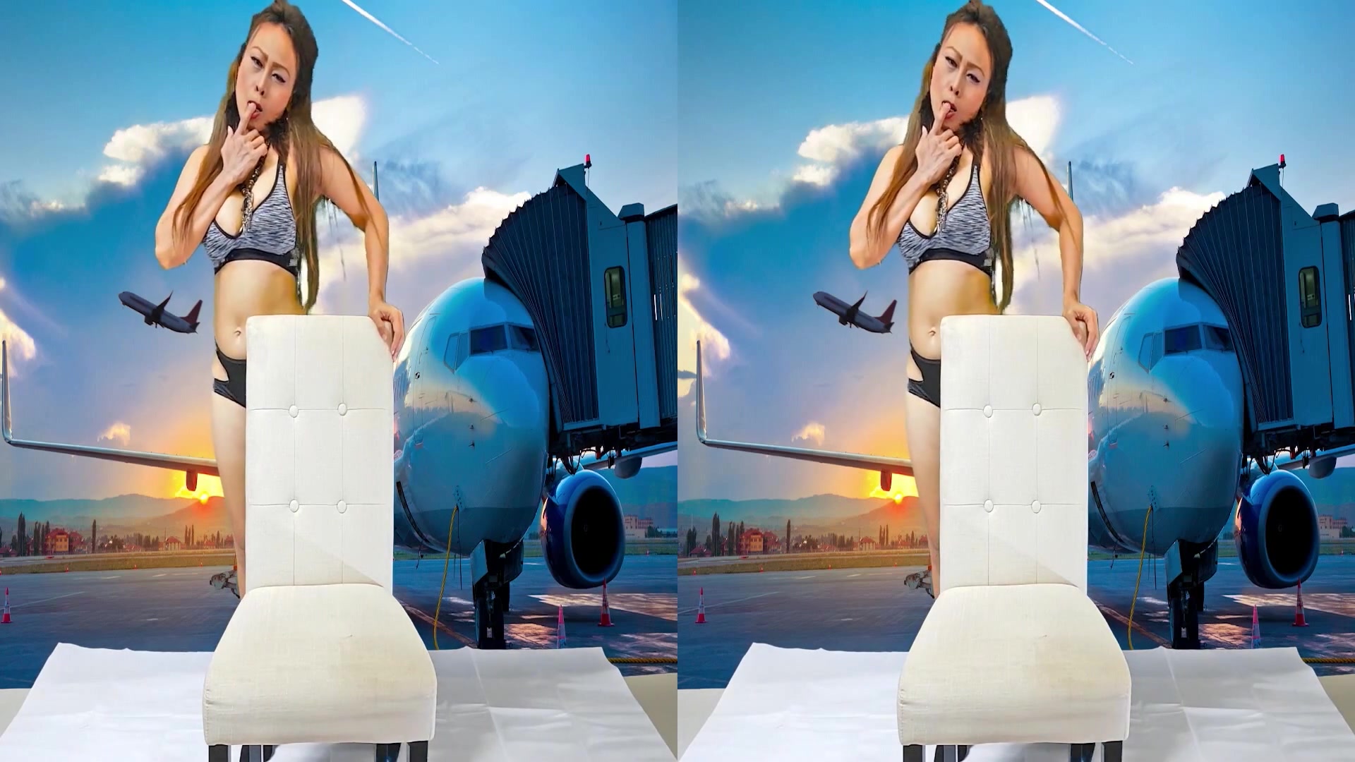 Princess Hola in Sizzling Hot Brunette Gets Naked in Front of a Plane - VRpussyVision