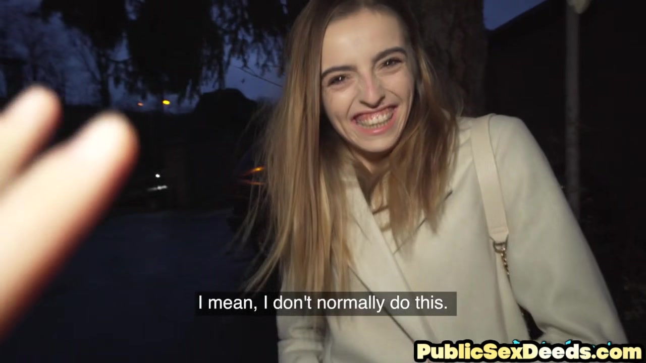 Petite 19yo public slut drilled in POV by big white cock