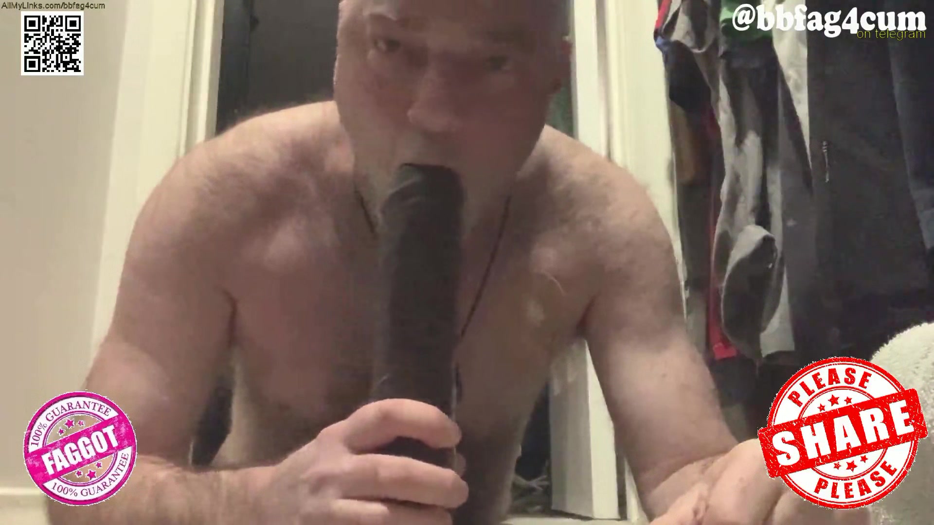 Exposure whore bbfag4cum rides and licks his big BBC rubber dong