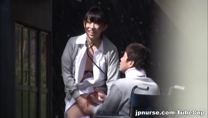 Horny Japanese nurse sucks cock in front of a