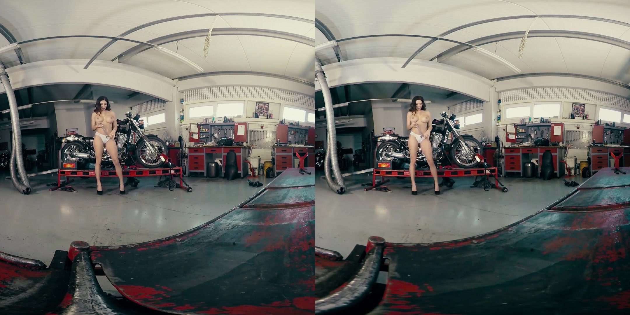 Rachel Evans in Rachel Gets Naked While Cleaning Her Motorcycle - BravoModelsMedia