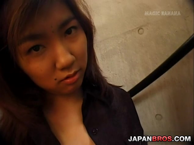 Huge tit busty Asian sucks cock in public toilet!