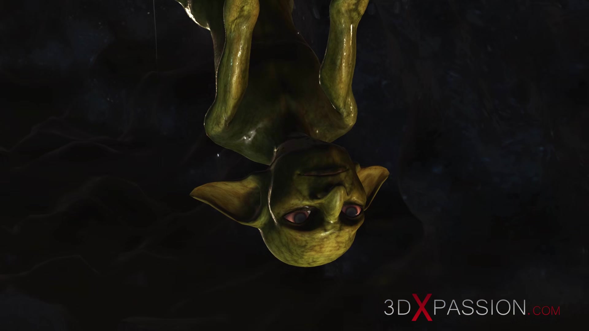 Hot sex! Beautiful young queen gets fucked hard by a Boggles green monster in the mystical cave