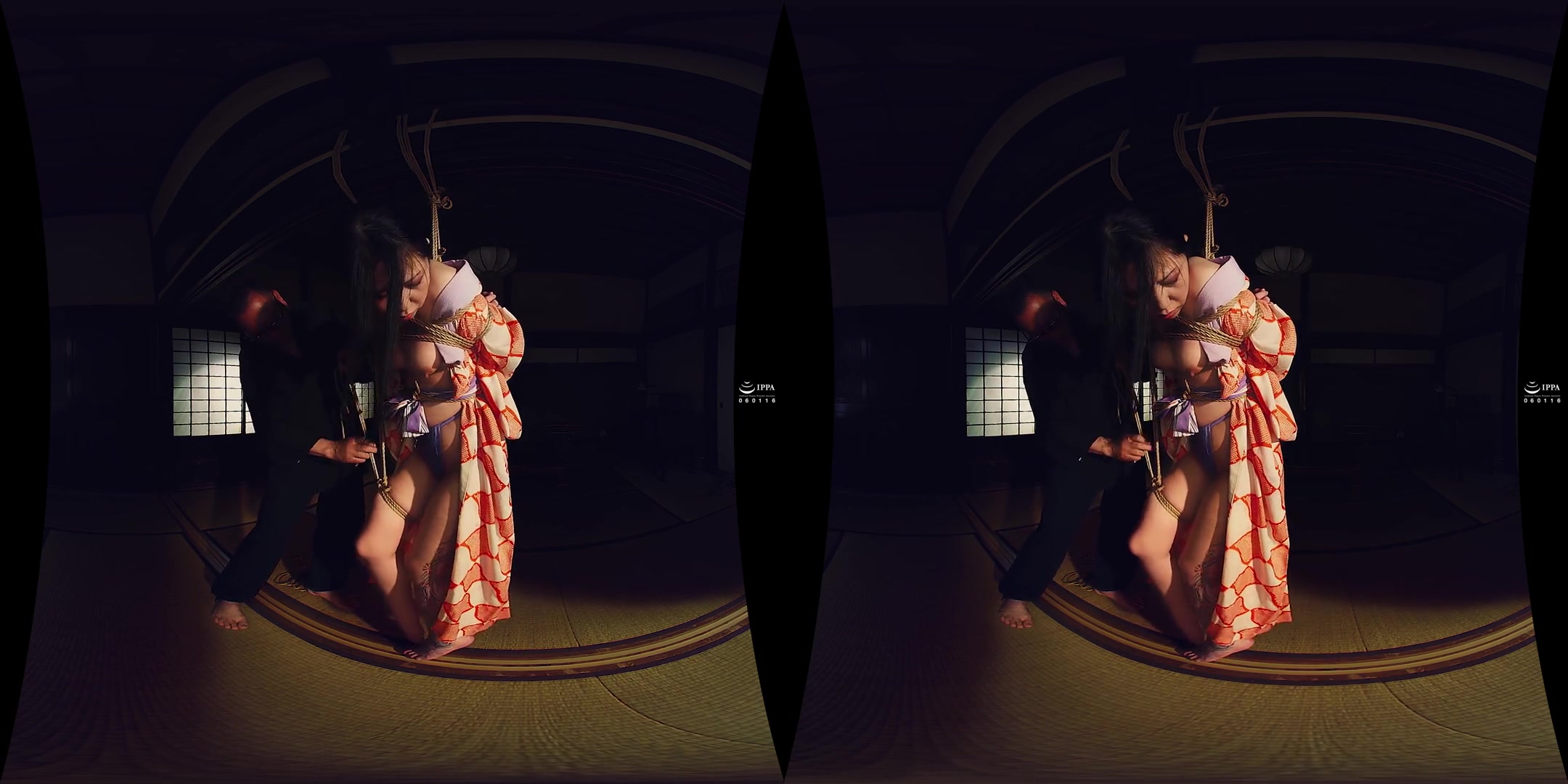 Bondage VR: Binding Her Thighs and Legs; Traditional Japanese Rope Bondage Shibari 3D VR