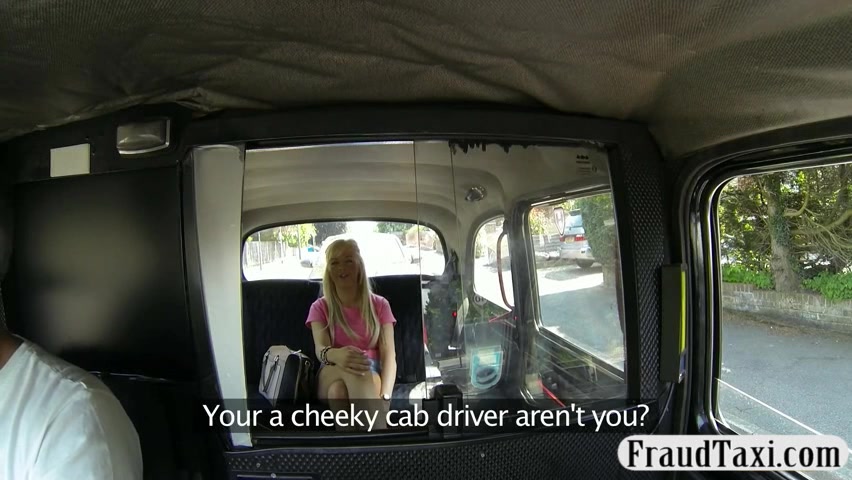 Horny taxi driver asks his blonde customer for a blowjob