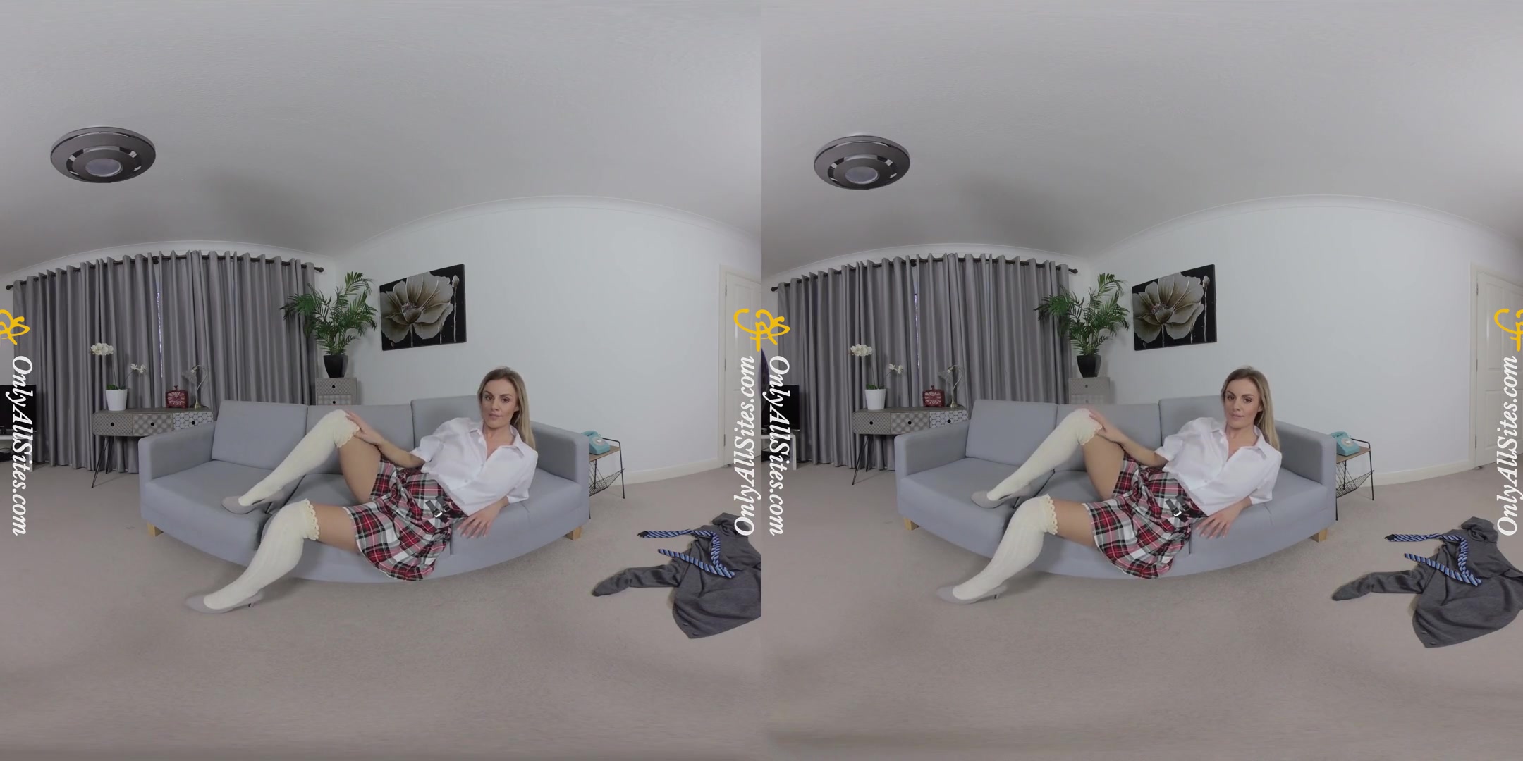 Amy Green - College; Cute Blonde Coed Striptease on the Couch