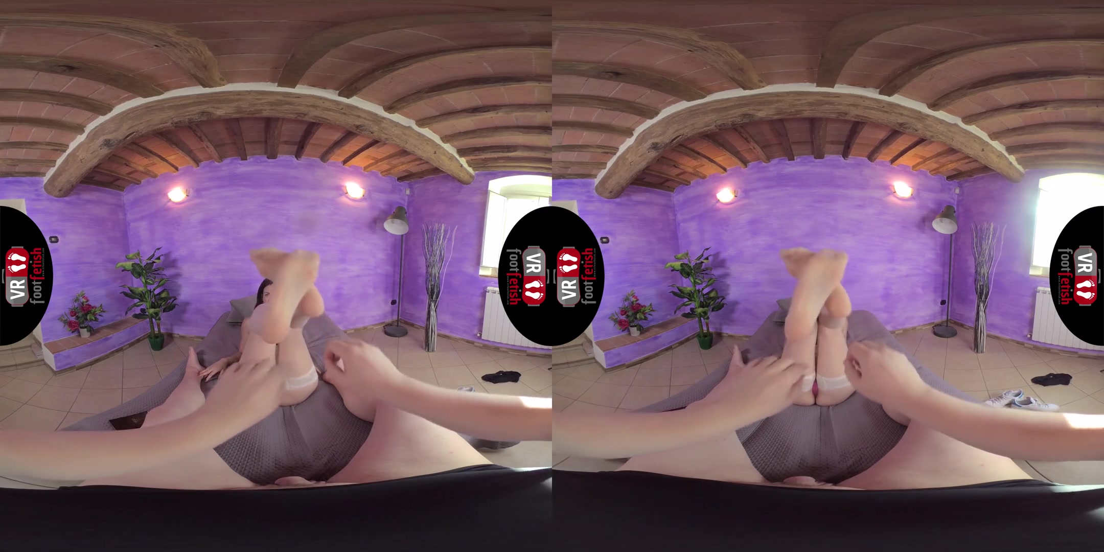 Naughty Lilian Has You Cum On Her Nyloned Feet; foot fetish stocking nylons footjob cumshot teen 18+