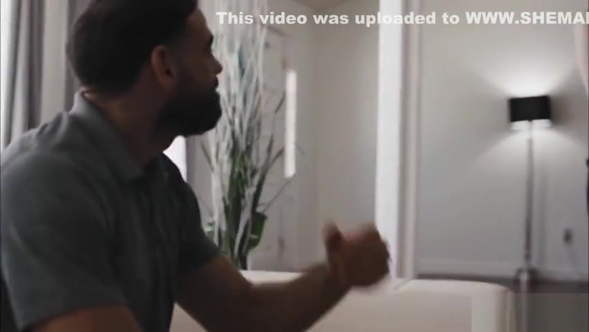 TS Ella kissed and gently grabs the cock of her ex-stepdad Ricky