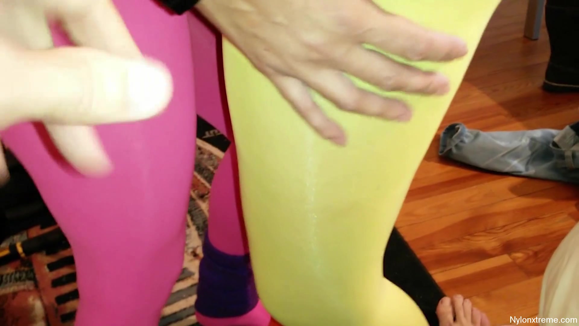 54 Threesome Pink Nylon And Yellow Pantyhose - Sex Movies Featuring Sexy Tights