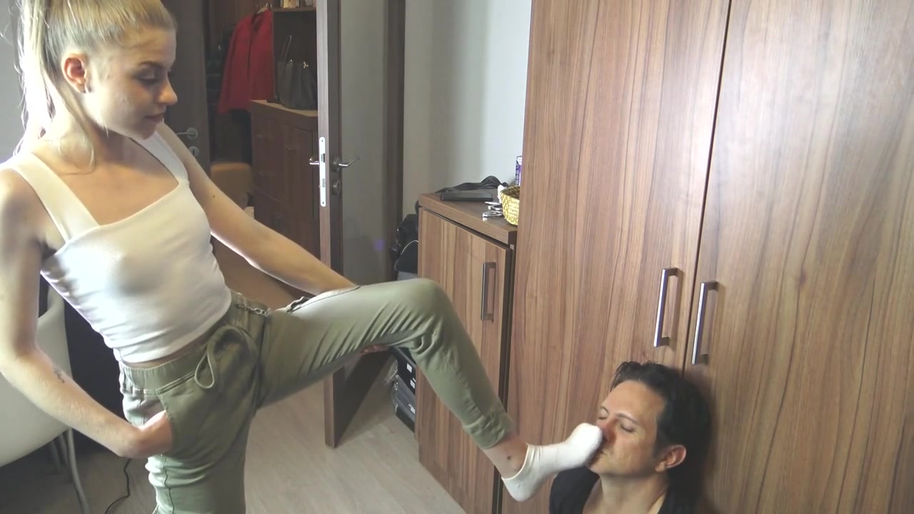 My home slave have to sniff my stinky sweaty socks by Foot Girls