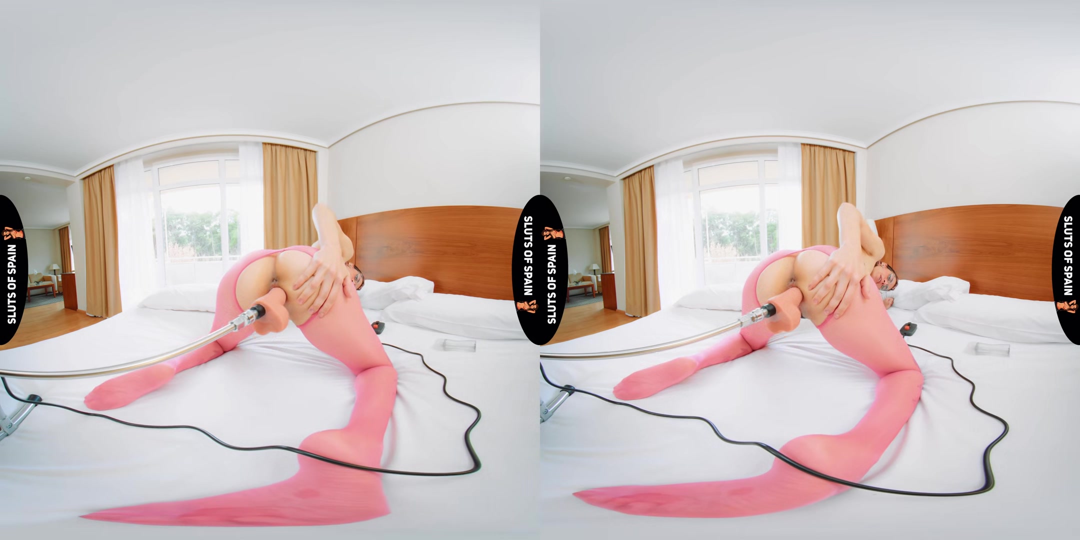 Fuckmachine For Pink Pantyhose Slut
