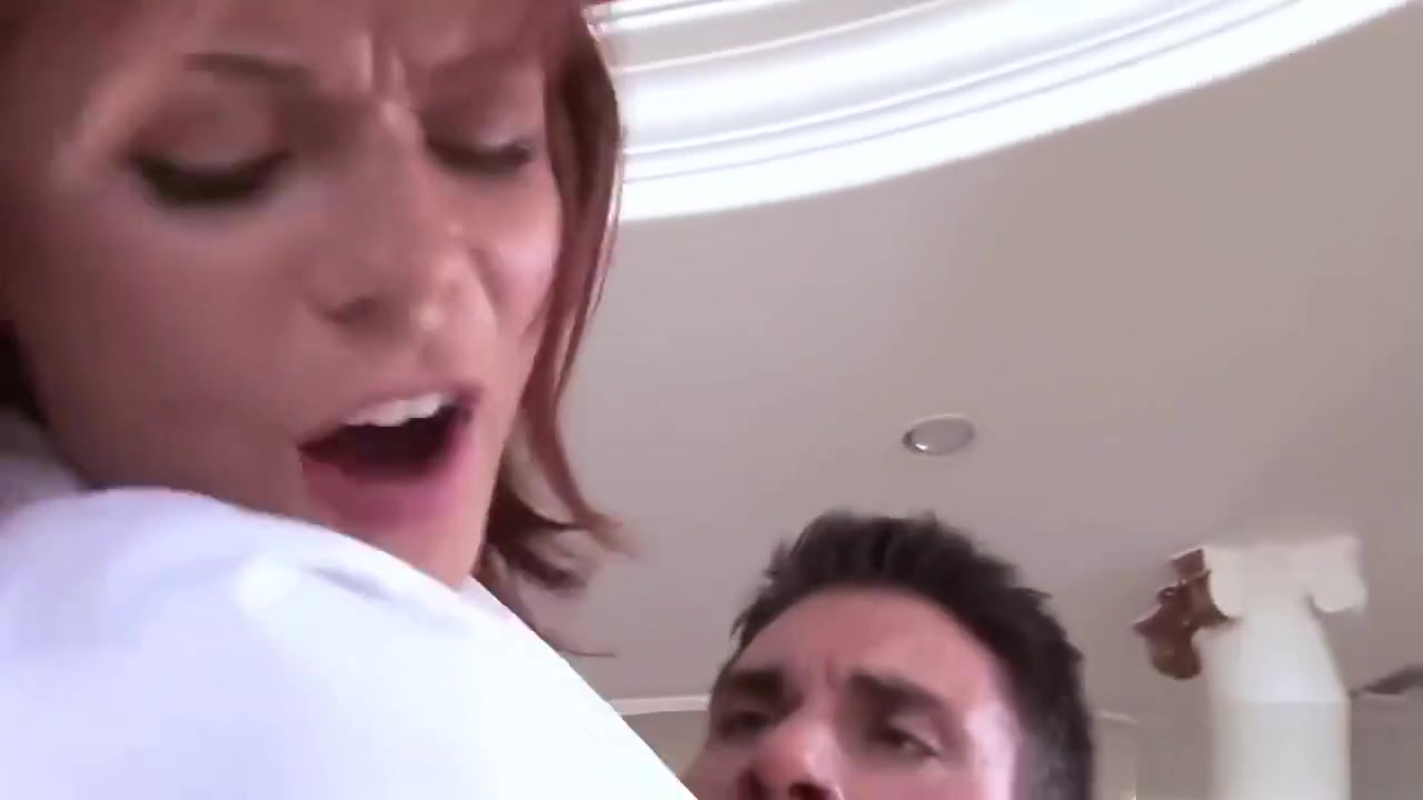 Sexy redhead babe enjoys a hard pecker